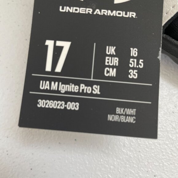 NEW $40 Under Armour Mens Size 17 UA Ignite Pro SL Slide Sandals Black White - Picture 4 of 8